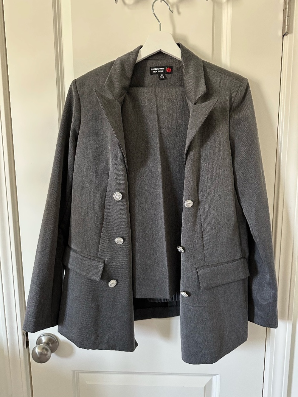 Gray blazer and pants set